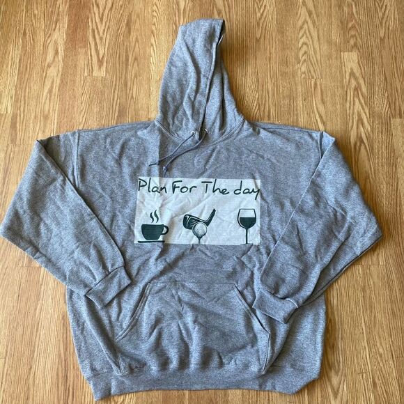 Coffee, Golf, and Wine Unisex Hoodie Gray 2XL - Picture 1 of 5